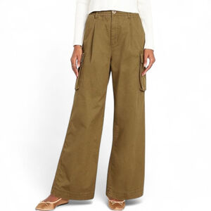 Old Navy Extra High Rise Wide Leg Cargo Pants Moss Green Sz M
